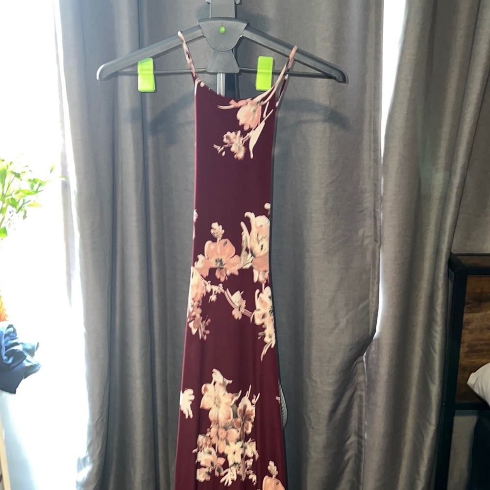 Long fitted dress.